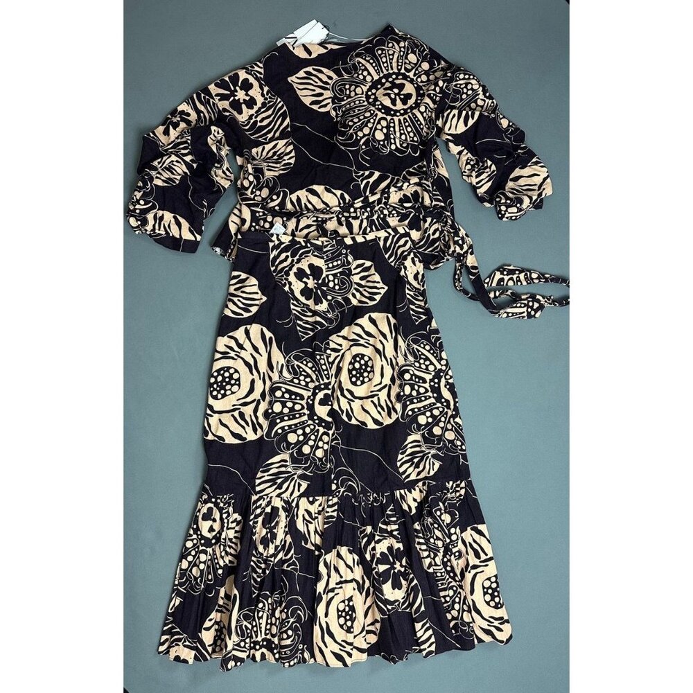NWT ZARA WOMEN'S Linen Blend Long Printed Skirt + Blouse Suit 2 Pieces XL - Picture 5 of 13